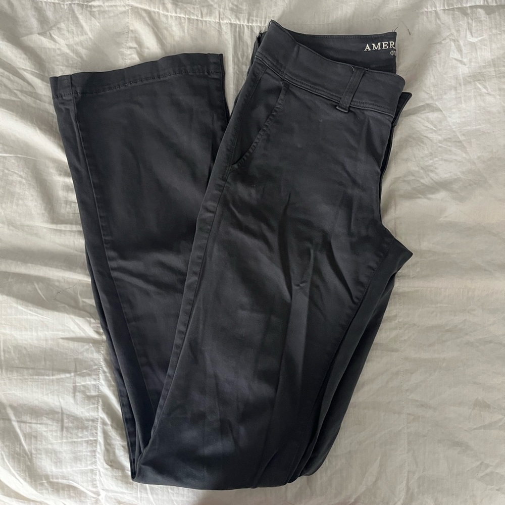 Grey American Eagle Kick Boot Pants